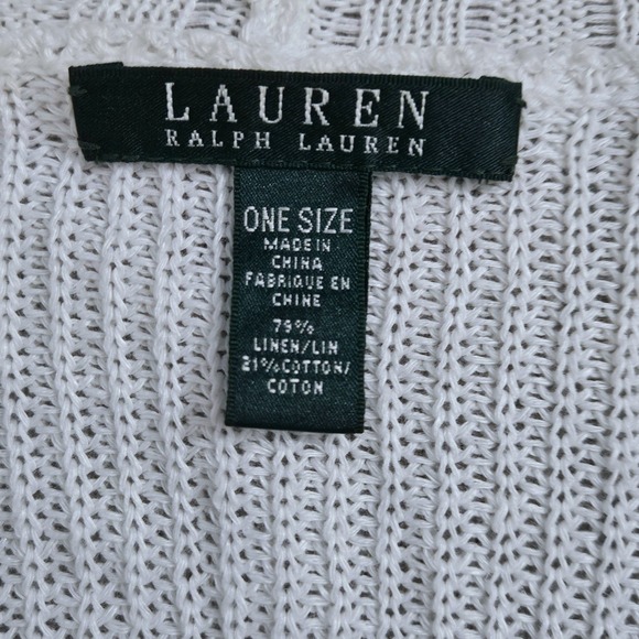 Lauren Ralph Lauren Womens White Knit Open Front Short Sleeve Cardigan One Size - Picture 5 of 9